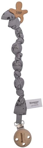 Snoozebaby Schnullerkette Baby - Schnullerkabel Bio - Schnullerkordel - Schnullerschnur - Schnullerband - Schnuller - Grau - Cloudy Grey