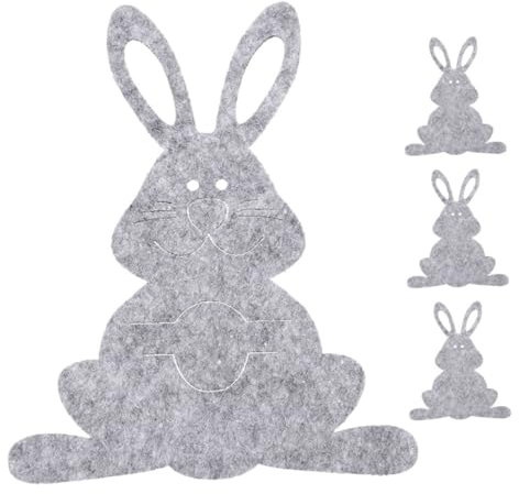 Ciieeo 4 Stück Kaninchen Bestecktasche Professionelle Eier Dekorationsartikel Geschirr Zubehör Geschirrständer Tasche Geschirr Löffel Geschirrständer Gefüllte Kleidung Hase Filzstoff Grey