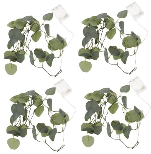 ARTSEWPLY 4stücke Eukalyptus Lichterkette Mit Leds Künstliche Für Romantische Dekoration Für Hochzeiten Weihnachten Schlafzimmer Und Besondere Anlässe Leichte Langlebige Lichtgirlande