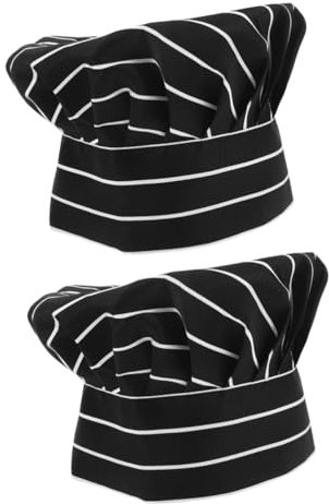 Ipetboom 2 Stück Kochmütze Arbeitshut Hut für die Küche Koch-Kopfbedeckung Hüte für den Koch Küchenservierhut Arbeitsmütze Küchenhut Koch Mütze Arbeitskappe Polyester Black