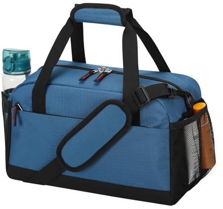 LONALIA Kleine Sporttasche mit Nassfach - 35×20×20cm Handgepäck, Mini Duffle Bag mit Mehreren Fächern für Sport, Weekender, Kurzreisen - Blau