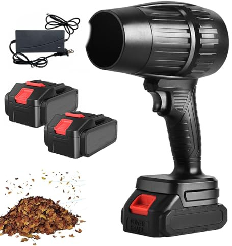DYUNCZ Soffiatore Foglie 33000 Giri/min con 2 Batterie da 21 V, Mini Soffiatore Turbo Portatile, Regolazione Continua Della Velocità, per Asciugatura Auto, Barbecue e Pulizia(Black)