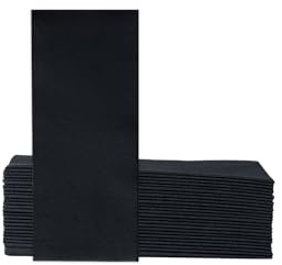 VelaHub Soft Point 50 Servietten, 1/8 Falten, Hochwertige, Einwegserviette, 32x38 cm, Schwarz