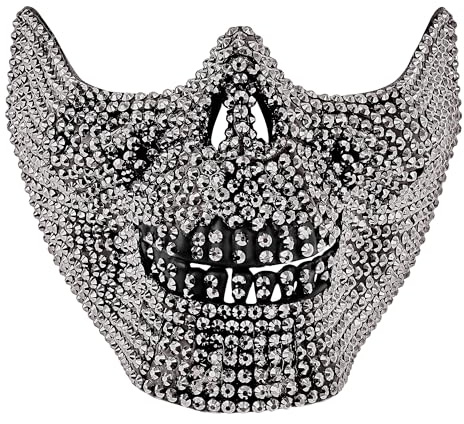 W WIDMANN MILANO Party Fashion - Totenkopfmaske mit Strass | Halbmaske als Skelett Accessoire für Halloween, Karneval und Mottoparty