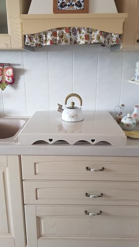 Generico SHABBY DESIGN – Coprifornelli in Plexiglass Trasparente o Colorato | Protezione Piano Cottura | Su Misura (Beige crema-avorio chiaro, Fascia 3 – da 58 a 60 cm)