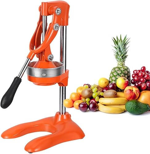 Exprimidor manual de cítricos – Extractor de frutas comercial de acero inoxidable para granada, naranja, limón y lima – Herramienta de exprimido eficiente para cocina o bar (color: naranja)