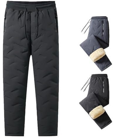 Polar Supply byxor, polarbyxor fleece termiska byxor unisex fleece fodrade vattentäta byxor vinter tjocka termiska sweatpants, Grå – rak, M