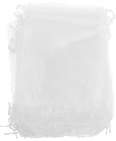 HOODANCOS 10 Stück Weiße Organzabeutel 13 X 18cm mit Kordelzug Transparente Geschenkbeutel für Schmuck Süßigkeiten Hochzeiten Babypartys und Weihnachten
