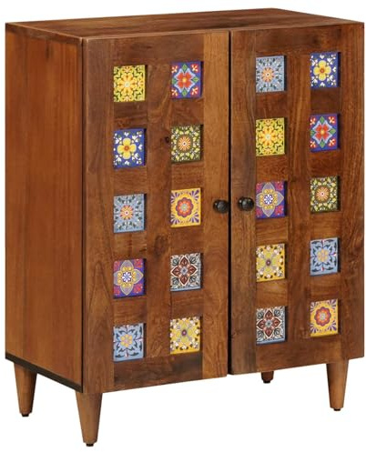 Bucmath Buffet en bois massif de noyer mangue, 60 x 33,5 x 75 cm, armoire robuste pour salle à manger, rangement moderne, durable