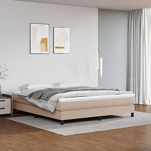 SooIarix Fjädermadrass med fickfjäderkärna medelhård madrass, 160 x 200 cm, konstläder, cappuccino, vit med fickfjädrar och skum för vilsam sömn och gästsäng, komfort