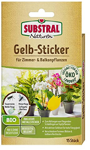 Substral Naturen Bio Gelbstecker, Gelbsticker, insektizidfreie Leimfallen zum Schutz von Zierpflanzen, 15 Stück