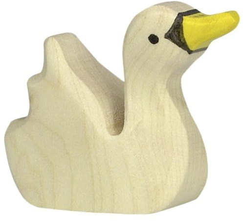 HOLZTIGER 80031 Schwan, klein - aus Massivholz – handbemalte Spielfigur für Kinder, Made in Europe
