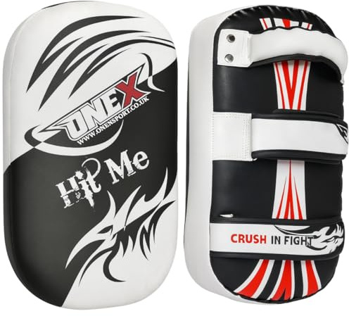 ONEX Muay Thai Pad Curved- martial arts kick shield Hook & Jab for kickboxing training to practice powerful kicks punches and strikes