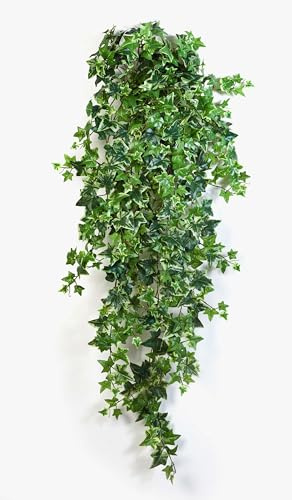artplants.de Zarcillo de Hiedra Artificial Luka, 547 Hojas, Verde y Blanco, 110cm - Planta Artificial - Mata