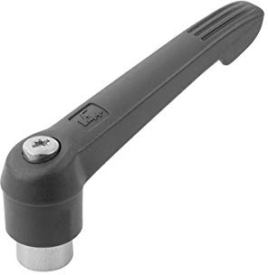 KIPP Klemmhebel Gr.5 M12 Kunststoff, schwarz RAL7021, Komp:Edelstahl, 1 Stück, schwarz grau RAL7021, K0270.5121