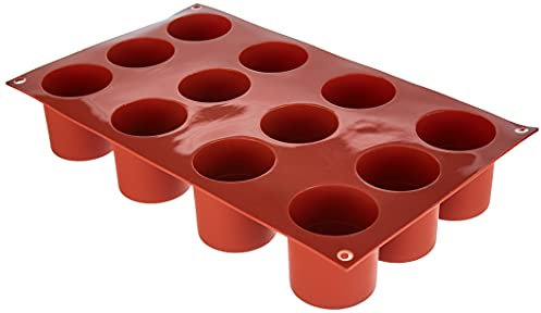 Silikomart | SF098 Molde de silicona para Monoporciones CILINDRO, antiadherente, 12 Monoporciones, Pack de 1 Molde para tartas, Ø 48 mm h 50 mm, Made in Italy