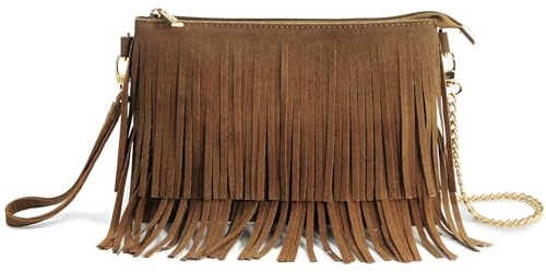 HOXIS Frans Cross Body väska dam liten axelväska topp dragkedja armband, Ny brun, small