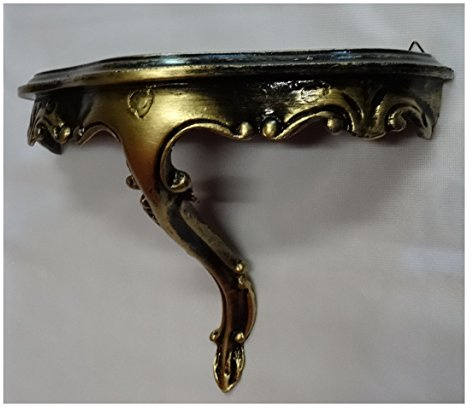 Lnxp Mini console murale, 23,5 x 10 x 18 cm, étagère murale, console suspendue, étagère, antique, baroque, repro, rococo, vintage, shabby en noir/doré, double couleur, 85 K