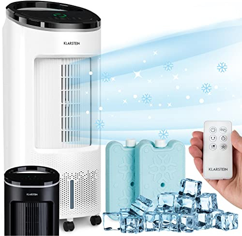 Klarstein IceWind Plus - 4-i-1: Luftkylare, Fläkt, Luftfuktare, Luftrenare, Luftgenomströmning: 330 m³ / h, Strömförbrukning: 49 Watt, NatureWind-funktion: 4 Hastigheter, 3 Driftlägen, Vit