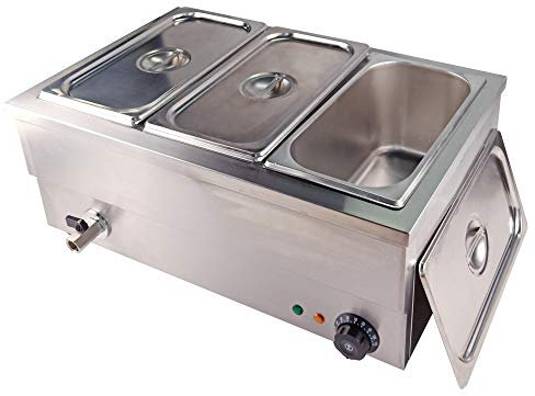 TAIMIKO Commercial Electric Food Warmer Stainless Steel Bain Marie Buffet Food Warmer Steam Table for Catering and Restaurants Wet Well Wet Heat 1500W (3 x 1/3 GN Pans)