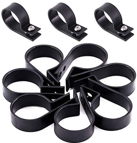 Hilitchi 60 Stück Kunststoff-Kabelschellen R-Typ, Schraubbefestigung, Kabelclips mit Schrauben für Kabel-Management, Kabelkanal (1,9 cm, schwarz)