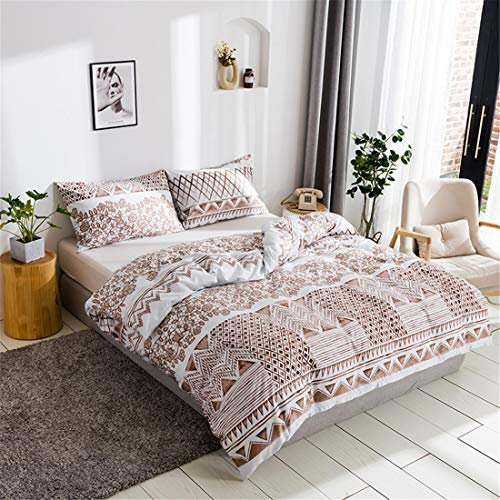 Topmail gesteppte Patchwork-Tagesdecke, Einzelbett, braun, geometrisch, Bettbezug, 2 Stück, 100 % Polyester, 1 Bettbezug 1 mit Kissenbezügen