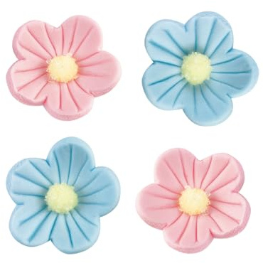 Günthart 96 Zuckerblumen | rosa und hellblau gemischt | essbare Feinzuckerblumen | Blütenform | Zuckerdekoration