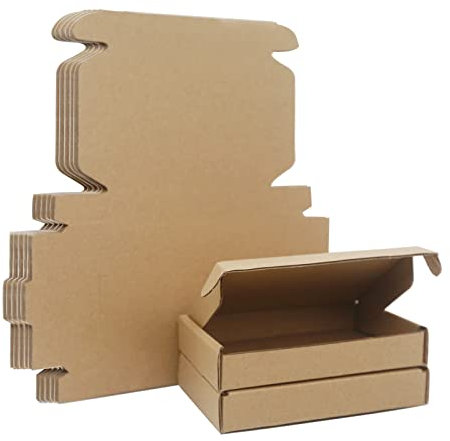 Scatole di spedizione in cartone ondulato, 125 x 80 x 20 mm grandi scatole postali per la spedizione, scatole di imballaggio marrone per affari, stoccaggio o regalo (10 pezzi)