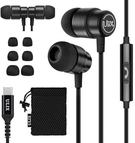UliX Rider USB C Kopfhörer, 5 Jahre Garantie für iPhone 16 15 Pro Max Plus Samsung Galaxy S24 S23 Ultra S22 S21 FE S20 A53 A54, USB Typ C Ohrhörer mit Mikrofon In-Ear mit Kabel für iPad Pro 2022 iPad