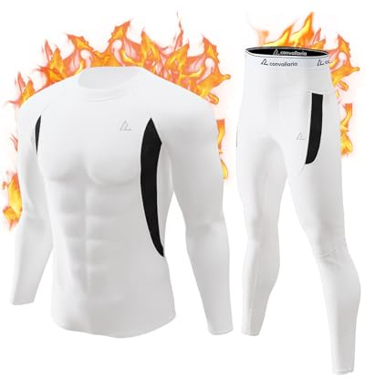 Men's Thermal Underwear Base Layers Long Johns For Sport Ski Hunting Gear | Fleece Lined Top And Bottom, Strechable, Moisture-Wicking, Soft & Breathable Fabric, Ideal For Cold Weather Daily Underlayer