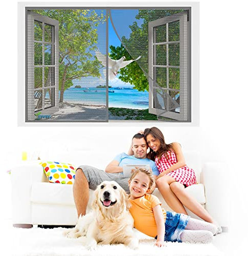 Magnetischer Fliegenvorhang 95 x 130 cm Moskitonetz Insektenschutz Magnet Fliegenvorhang, Magnetische Adsorption, Faltbar, Auto Schließen Luft kann frei strömen, für Türen/Patio【Grau】