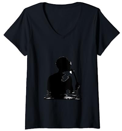 Damen Schnorchel-Silhouette, Schnorchel, Tauchmaske T-Shirt mit V-Ausschnitt