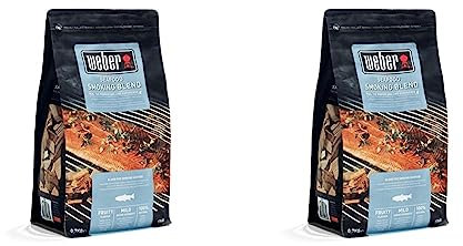 Weber 17665 Räucherchips Meeresfrüchte, 700 g, mild-fruchtige Raucharoma, Lachs, Makrele, Garnelen und andere Meeresfrrüchte, Aroma, Räuchern, Grillen (Packung mit 2)