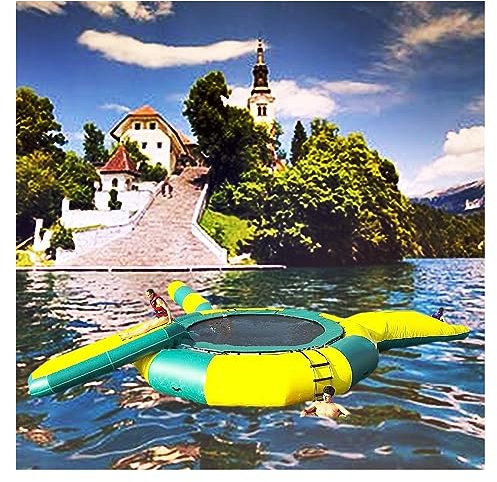 NOWLIN Trampolino gonfiabile ad acqua rimbalzante con scala di corda, trampolino per lago, scivolo e borsa da salto per lago, piscina (colore: 2 m)