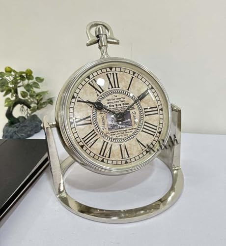 Nautical Replica Hub Traditional/Classic Design - Bedroom Clock - Living Room Clock - Office Clock - Mantel Clock - Desk Clock - Shelf Clock - Small Clock (Silver)