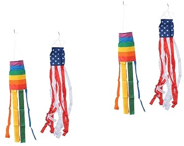 4 Pcs Wind Vane Windsock Hair Dryer outdoor sign out door decor usa flag Gay Pride LGBT Parade Flag Column rainbow ribbon windsock American US Flag Windsock polyester Wind Sock/917