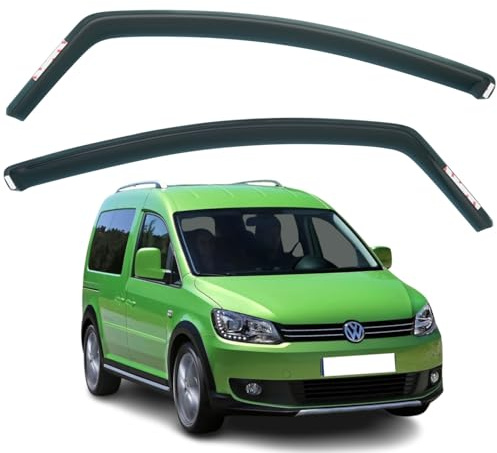 AirFlux Set mit 2 Windabweisern, kompatibel mit Volkswagen Caddy MK3 2003-2014, klassisch, dunkelgrün, selbstklebend, für Vans