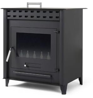 Estufa de leña grande modelo B 14.3 Kw | Chimenea rustica de leña | Estufa de leña clásica para salón salida de humos trasera