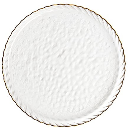 ABOOFAN Goldrand Glas Platte Abendessen Teller Servierteller Salatteller Für Steak Und Salat Stilvolles Design Bleifreies Material Für Anlässe