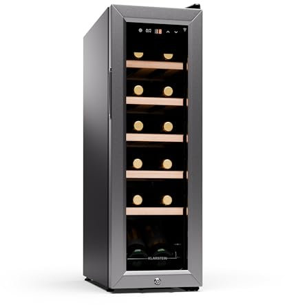KLARSTEIN Cave a Vin, Caves à Vin de Conservation de 32L, Porte en Verre, Cave a Vins à Zone Unique, Bar Int/Ext, Frigo Vin, Armoire a Vin, Cave a Vin de Vieillissement, Cave à Vin 12 Bouteilles