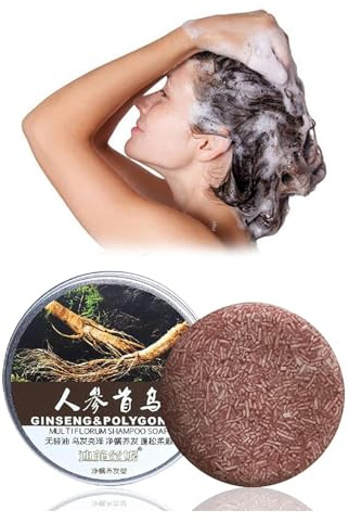 Ginseng Shampoo Bar, Shouwu Herbal Hair Shampoo Tvål, Rengör håret, hjälper till att stoppa håravfall, Anti-mjäll, Anti-klåda, Resestorlek Hårtvål for kvinnor män /505(2 pack)