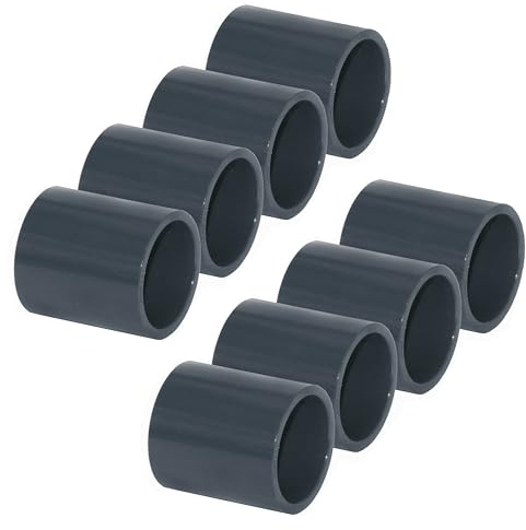 HAF 8X PVC Fittings Muffe mit 50mm | Klebemuffe x Klebemuffe | Verbinder aus grauem PVC-U | PN16 für PVC Rohr, Poolfitting, Pool, Schwimmbad, Poolverrohrung, Druckleitung, Rohrleitung & Teich