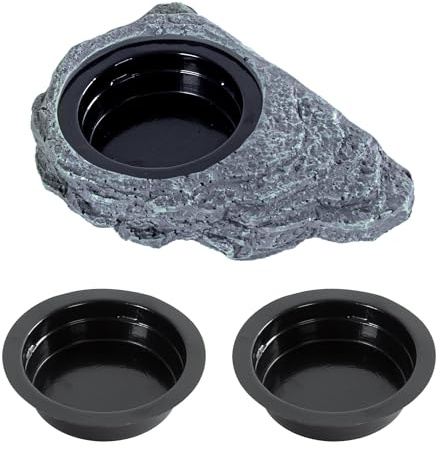 Wacool Magnetic Gecko Ledge - Single Bowl Reptile Feeding Tray with 3 Feeding Cups for Geckos, Lizards, Chameleons and Reptile Pets