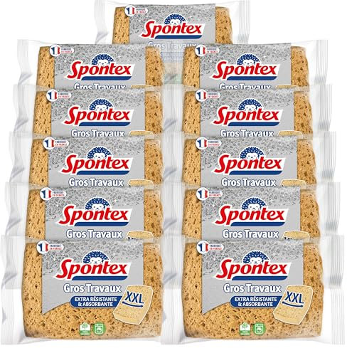 Spontex - Spugna grande lavoro - 11 spugne vegetali bionde taglia XXL - con fibre di rinforzo - ideale per la pulizia