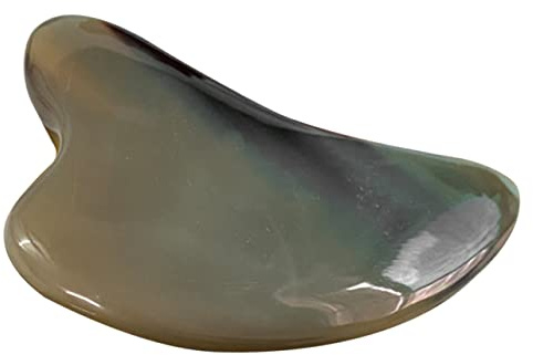 TOVINANNA Ochsenhorn Gua Sha Gesichtsmassagebrett Dreieckig 0,5-0,6cm Hautschaber Tragbares Massagewerkzeug für Nacken Schultern Hände und Körper