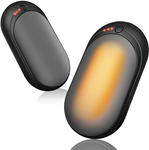 Uppladdningsbara handvärmare, 2 st elektriska handvärmare med 3 uppvärmningslägen, bärbara handvärmare, USB-fickvärmare med 6 000 mAh, utomhus, varm present för golf, camping, skidåkning (grå)