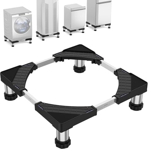 Untergestell für Waschmaschine Höhe 10-13cm, Verstellbares Waschmaschinen Sockel für Trockner, Kühlschrank und Statische Haushalts Geräte (Einstellbare 40-65cm, Schwarz)