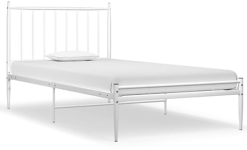 HETFTJN Single Bed/Ehebett Einzelbetten/Doppelbett Familienbett Tagesbett - Bett Weiß Metall 100x200 cm für Hotel Gästezimmer Schlafzimmer Schlafsaal