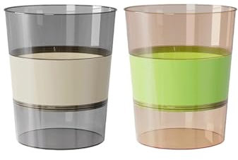 Corbeille à papier Deux poubelles rondes en plastique de couleur assortie adaptées au salon, à la chambre à coucher, à la salle de bain Corbeille à papier ronde blanche et verte Bacs à ordures de cuis