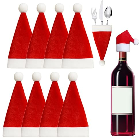 Personalize Pro Besteckhalter für Weihnachten, Weihnachtsmannmützen, Besteckhalter, Weihnachtsmütze, Geschirr, Bestecktaschen, Weihnachten, Taschenmesser, Gabeln, Geschirr, Dekorationen für Zuhause,